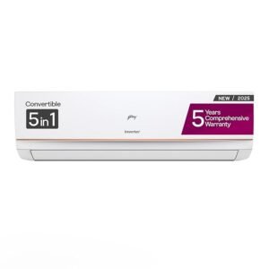 Godrej 1.5 Ton 3 Star, 5 Years Comprehensive Warranty, 5-In-1 Convertible Cooling, Inverter Split AC (Copper, 2025 Model, Heavy duty cooling at 52 °C, AC1.5T EI 18P3T WZT 3S, White)